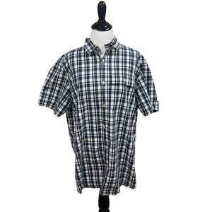 The North Face Men's L Large Button Down Shirt Short Sleeve Plaid Pattern Blue